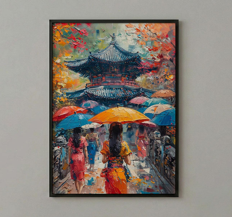 Korean Hanbok Print, Palace Garden Decor - Seoul Summer Art