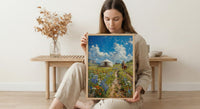 Mongolian Steppe Art, White Yurt Decor - Nomad Summer Print