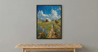 Mongolian Steppe Art, White Yurt Decor - Nomad Summer Print