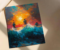Sri Lanka Ocean Art, Stilt Fishermen - Summer Sunset Poster