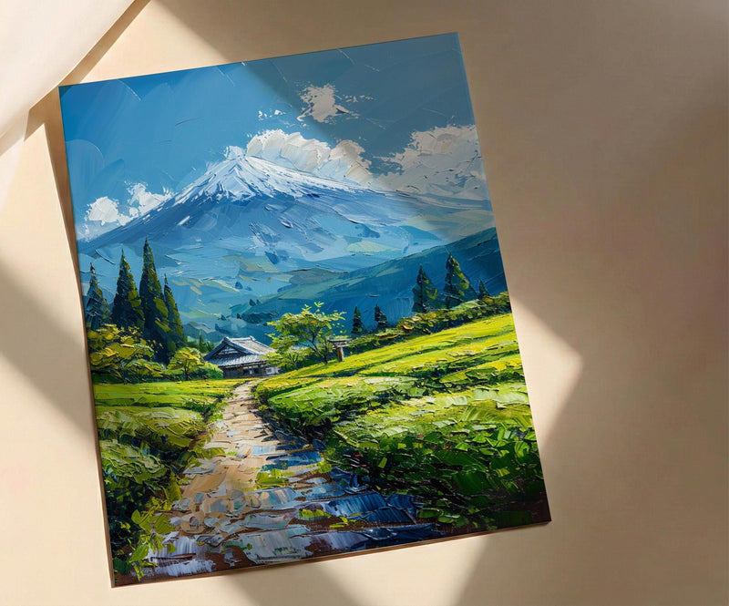 Mount Fuji Wall Art, Green Tea Field - Japan Landscape Print