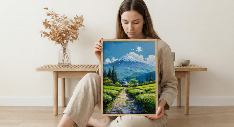 Mount Fuji Wall Art, Green Tea Field - Japan Landscape Print