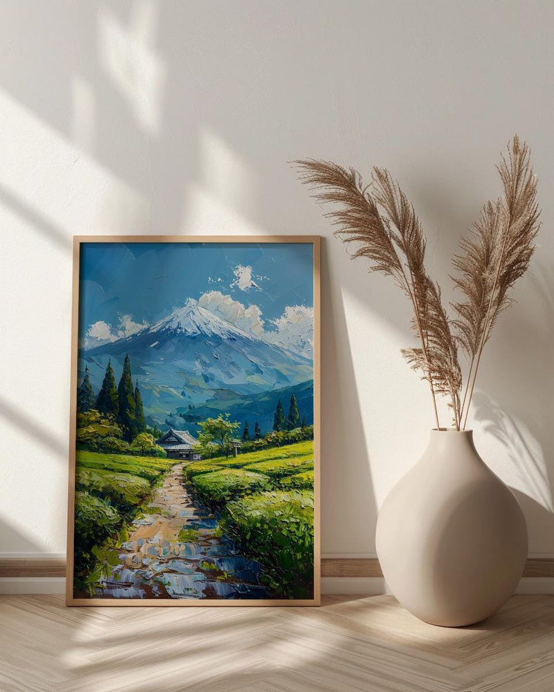 Mount Fuji Wall Art, Green Tea Field - Japan Landscape Print