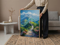 Great Wall Poster, Green Mountain Decor - China Summer Art