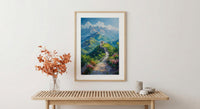 Great Wall Poster, Green Mountain Decor - China Summer Art