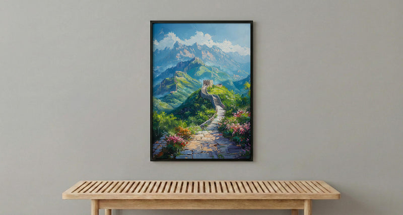 Great Wall Poster, Green Mountain Decor - China Summer Art
