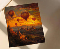 Bagan Balloon Print, Ancient Temple Decor - Myanmar Sunset