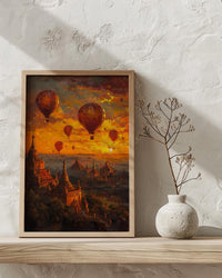 Bagan Balloon Print, Ancient Temple Decor - Myanmar Sunset
