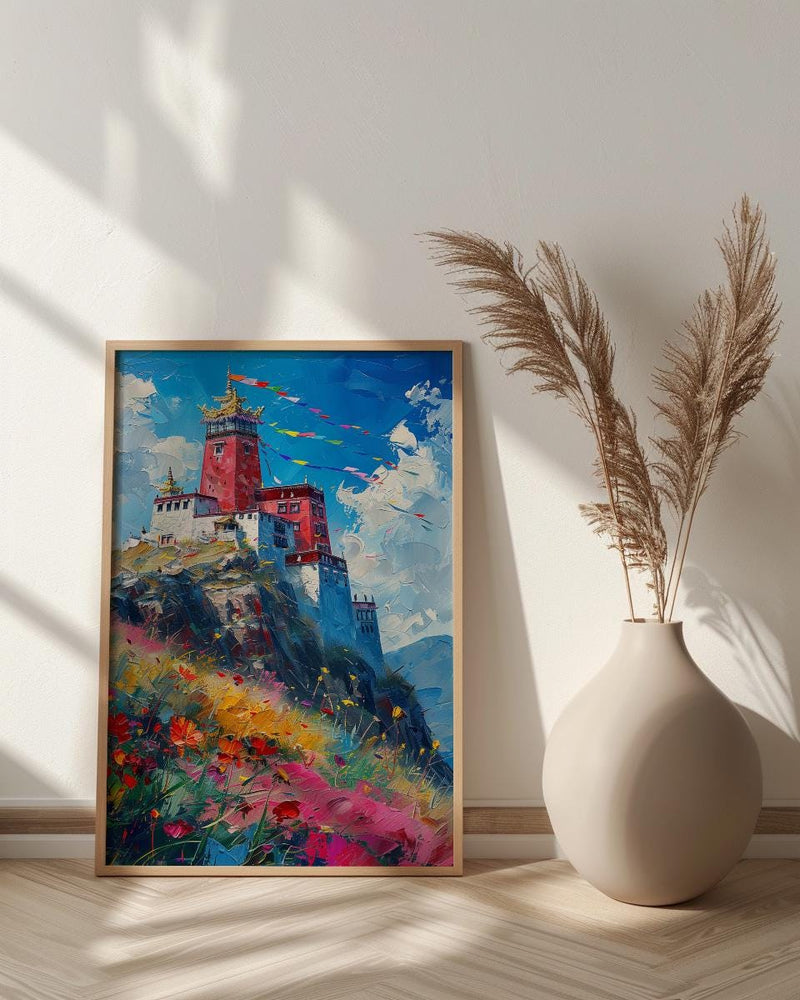 Potala Palace Art, Tibet Mountain Decor - Colorful Flag Print