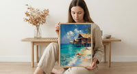 Maldives Ocean Art, Water Bungalow Decor - Tropical Summer