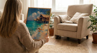 Maldives Ocean Art, Water Bungalow Decor - Tropical Summer