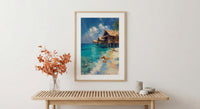 Maldives Ocean Art, Water Bungalow Decor - Tropical Summer