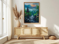 Borobudur Wall Art, Stone Stupa Decor - Indonesia Sunrise
