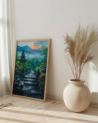 Borobudur Wall Art, Stone Stupa Decor - Indonesia Sunrise