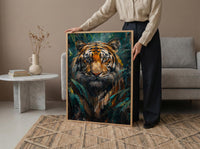 Bengal Tiger Art Print, Lush Jungle Decor - Indian Wildlife Poster