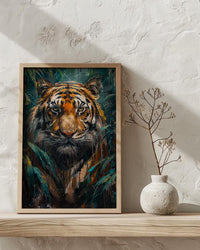 Bengal Tiger Art Print, Lush Jungle Decor - Indian Wildlife Poster