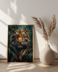 Bengal Tiger Art Print, Lush Jungle Decor - Indian Wildlife Poster
