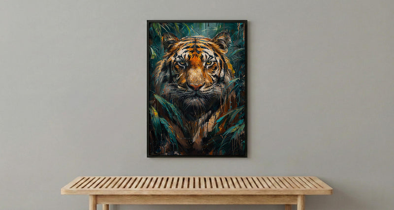 Bengal Tiger Art Print, Lush Jungle Decor - Indian Wildlife Poster