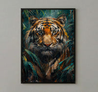 Bengal Tiger Art Print, Lush Jungle Decor - Indian Wildlife Poster