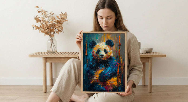 Giant Panda Wall Art, Bamboo Forest Decor - Cute Animal Print
