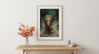 Thai Elephant Art Print, Tropical Jungle Decor - Splashing Water
