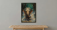 Thai Elephant Art Print, Tropical Jungle Decor - Splashing Water