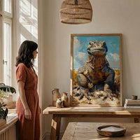 Komodo Dragon Poster, Indonesia Travel Decor - Rugged Island Art