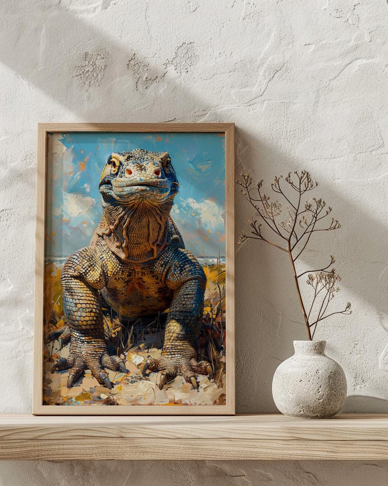 Komodo Dragon Poster, Indonesia Travel Decor - Rugged Island Art
