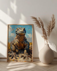 Komodo Dragon Poster, Indonesia Travel Decor - Rugged Island Art