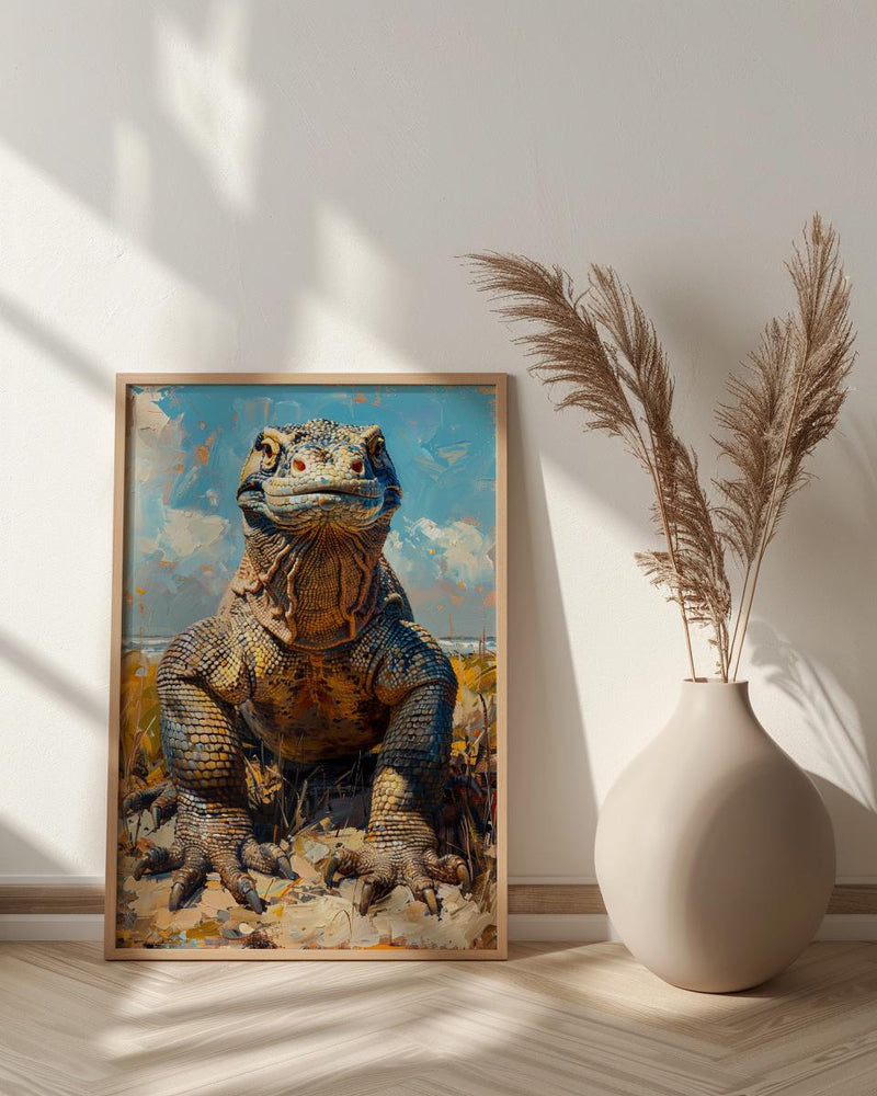 Komodo Dragon Poster, Indonesia Travel Decor - Rugged Island Art