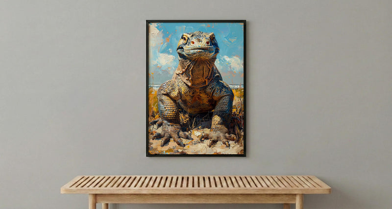 Komodo Dragon Poster, Indonesia Travel Decor - Rugged Island Art