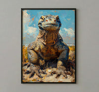 Komodo Dragon Poster, Indonesia Travel Decor - Rugged Island Art
