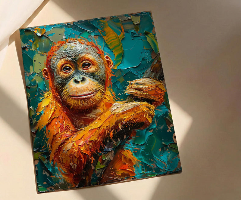 Orangutan Art Print, Borneo Jungle Decor - Tropical Canopy Poster