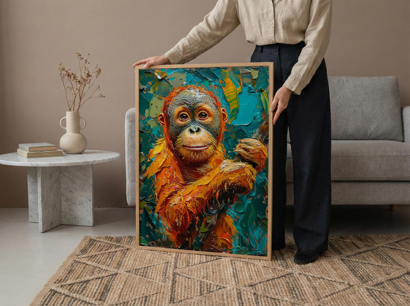 Orangutan Art Print, Borneo Jungle Decor - Tropical Canopy Poster