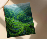 Rice Terrace Art Print, Emerald Green Decor - Curved Landscape