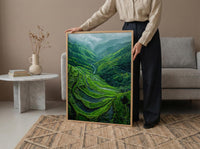 Rice Terrace Art Print, Emerald Green Decor - Curved Landscape