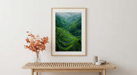 Rice Terrace Art Print, Emerald Green Decor - Curved Landscape