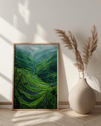 Rice Terrace Art Print, Emerald Green Decor - Curved Landscape