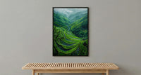 Rice Terrace Art Print, Emerald Green Decor - Curved Landscape