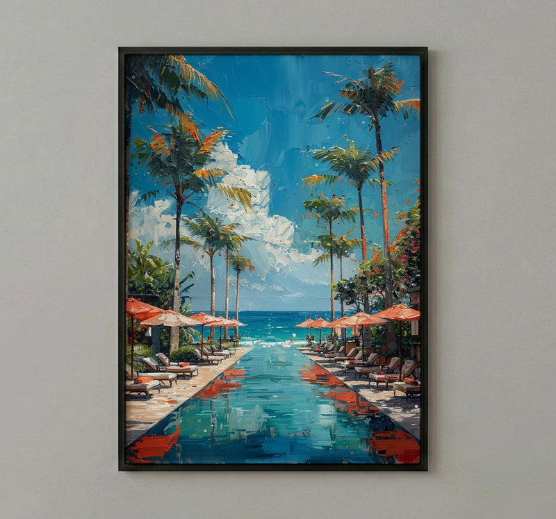Bali Beach Club Art, Ocean Infinity Pool - Summer Parasol Decor