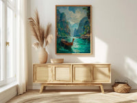 Phuket Ocean Poster, Turquoise Water Decor - Longtail Boat Print