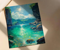Palawan Lagoon Art Print, Emerald Water Decor - Dark Limestone
