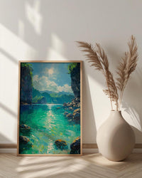 Palawan Lagoon Art Print, Emerald Water Decor - Dark Limestone