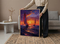 Boracay Sunset Wall Art, Paraw Sailboat Decor - Purple Ocean Print
