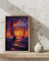 Boracay Sunset Wall Art, Paraw Sailboat Decor - Purple Ocean Print