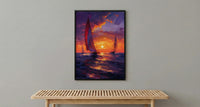 Boracay Sunset Wall Art, Paraw Sailboat Decor - Purple Ocean Print