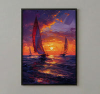 Boracay Sunset Wall Art, Paraw Sailboat Decor - Purple Ocean Print