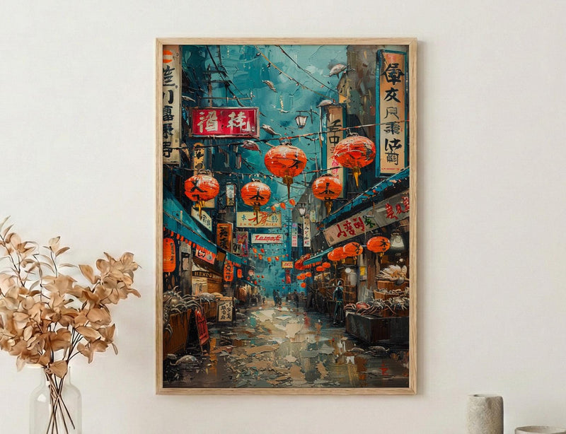 Osaka Seafood Market Art, Giant Crab Decor - Japanese Street Print
