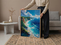 Nusa Penida Poster, Dinosaur Cliff Decor - Deep Blue Ocean Art