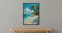 Koh Samui Beach Art, White Sand Decor - Tropical Palm Tree Print